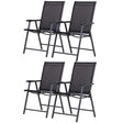 Outsunny Set of 4 Folding Garden Chairs, Metal Frame Garden Chairs Outdoor Patio Park Dining Seat with Breathable Mesh Seat, Black