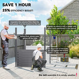 Outsunny 5 x 9ft Galvanised Metal Garden Shed with Foundation Kit, Outdoor Lean-to Shed, Tool Storage House with Lockable Doors, Gloves and 2 Air Vents for Patio, Garden, Grey