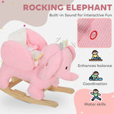 AIYAPLAY Kids Rocking Horse, Baby Ride on Elephant Rocker with Safety Belt and Sound for Toddlers 18 to 36 Months, Pink