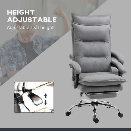 Vinsetto Massage Office Chair with Footrest, Desk Chair with 6 Point Massage and Heat, 155 Reclining Back for Home, Thick Padding, Grey