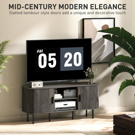 HOMCOM TV Stand Cabinet for TVs up to 55 Inches, TV Unit with Storage Shelves and Cupboard for Living Room, Grey