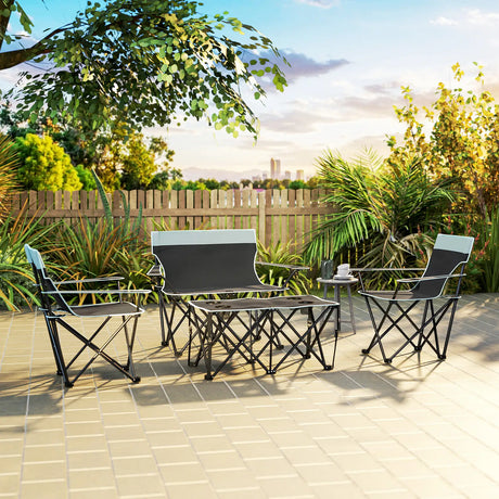 Outsunny Four-Piece Portable Picnic Table Set - Grey