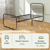 HOMCOM 3ft Single Bed Frame, Industrial Style Metal Platform Bed Frame with Under Bed Storage, No Box Spring Needed, Easy Assembly, Grey