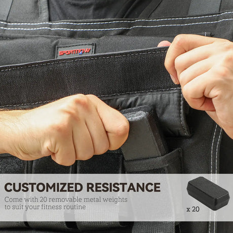 SPORTNOW 20KG Adjustable Weighted Vest, Running Weight Vest, with 30 Metal Weights, Reflective Strips, for Running, Exercise