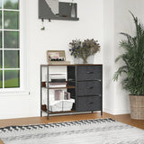 HOMCOM Chest of Drawers Storage  Dresser Cabinet Organizer with 3 Fabric Drawers and 2 Display Shelves for Living Room, Bedroom, Hallway, Black