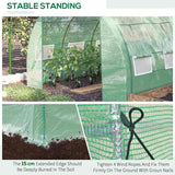 Outsunny Polytunnel Greenhouse Walk-in Grow House Tent with Roll-up Sidewalls, Zipped Door and 6 Windows, 3x3x2m Green