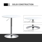 HOMCOM Bar Table 60cm Adjustable Height Round Bistro Table w/ Swivel Top Metal Frame Counter Surface Stylish Kitchen Conservatory White
