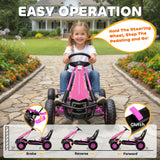 AIYAPLAY Kids Pedal Go Kart with Adjustable Seat, EVA Tyres, Manual Clutch, Brake, Go Kart for Kids 3-8 Years, Pink