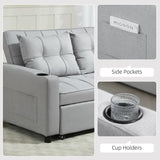 HOMCOM Two-Seater Pull-Out Sofa Bed - Light Grey