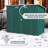 Outsunny 3.7 x 7.9ft Galvanised Steel Shed, with Latched Door and Padlock - Green