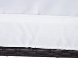 Outsunny Rattan Bistro Set, 3 Pieces Wicker Garden Furniture Set with Rocking Chairs and Round Glass Top Coffee Table, Small Balcony Furniture with Cushions for Outdoor, Porch, Brown