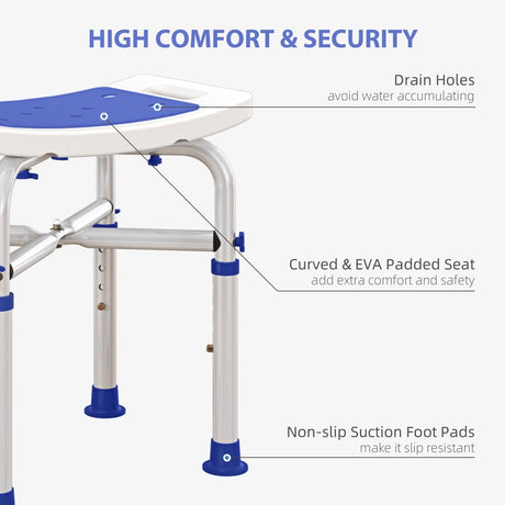 HOMCOM 44-51.5cm Aluminium Frame Shower/Bath Stool - White