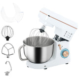 HOMCOM Stand Mixer, 5L Food Mixer for Baking, 6 Speeds and Pulse Setting, 1400W Cake Electric Kitchen Mixer with Dough Hook, Whisk, Stainless Steel Bowl, Splash Guard, Beater, White