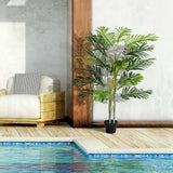 Outsunny Artificial Tree, 150cm Tropical Palm Tree, Fake Plants in Pots, Faux Green Plant for Indoor Outdoor Home Office Living Room Decoration