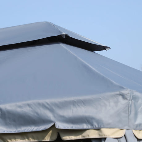 Outsunny 3 x 4m Aluminium Garden Gazebo, Marquee Canopy Shelter Pavilion Party Tent with Nets and Curtains for Garden and Deck, Grey
