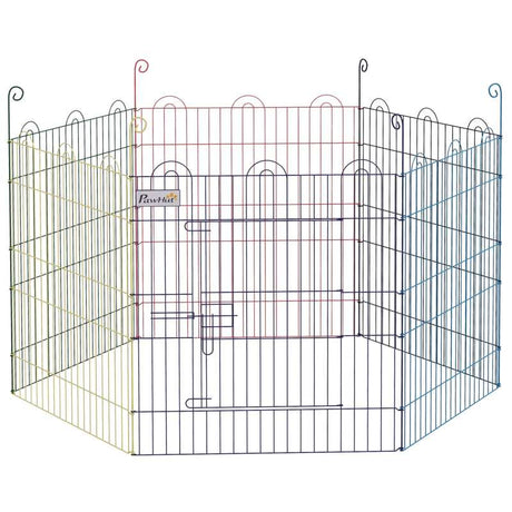 PawHut Pet Playpen Crate, with Six Panels, Door, for Indoors and Outdoors