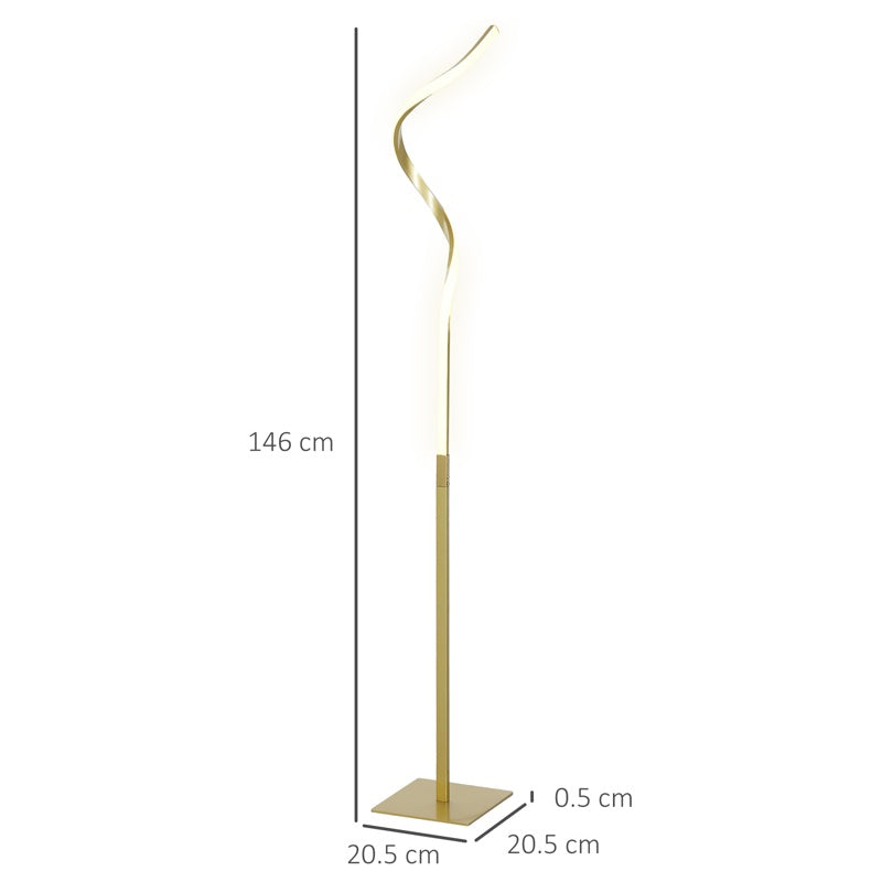 HOMCOM LED Floor Lamp with 3 Adjustable Brightness, Modern Standing Lamp with Foot Switch for Bedroom, Living Room, Gold Tone