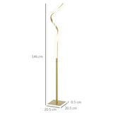 HOMCOM LED Floor Lamp with 3 Adjustable Brightness, Modern Standing Lamp with Foot Switch for Bedroom, Living Room, Gold Tone