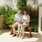 Outsunny Rustic Wooden Garden Bench, Backless Outdoor Bench Patio Loveseat with X-Shape Base for Porch, Park, Carbonised Finish