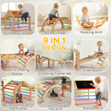 AIYAPLAY 9 in 1 Toddler Climbing Frame with Ramp, Slide, Arch, Ladder, Blackboard for 18-48 Months