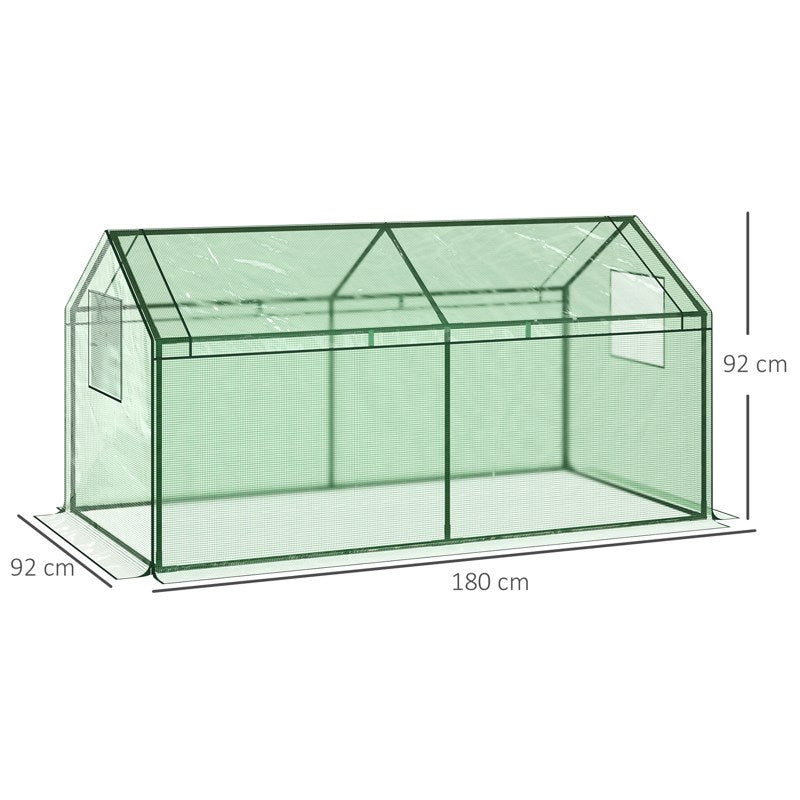 Outsunny Mini Greenhouse Portable Garden Growhouse for Tomatoes Plants with Large Zipper Windows for Outdoor, Indoor, 180 x 92 x 92cm, Green