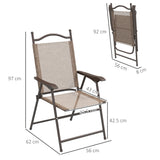 Outsunny Set of Two Folding Garden Chairs, with Fabric Mesh Seats - Mixed Brown