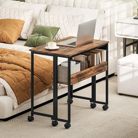 HOMCOM 80 cm Drop Leaf Writing Work Desk - Rustic Brown