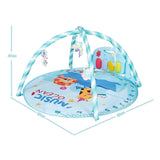 4-in-1 Activity Play Mat with 5 Hanging Sensory Toys for Infant Blue
