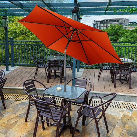 9ft Patio Market Table Umbrella with Push Button Tilt and Crank-Orange