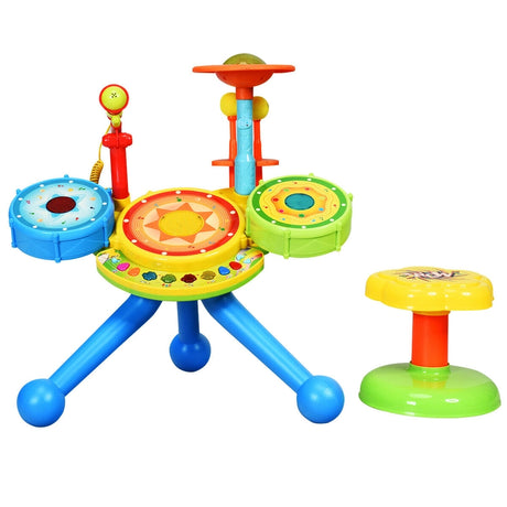Electric Jazz Drum Set with Stool Microphone & LED Light