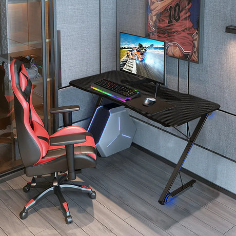 Z Shape Gaming Desk with LED Lights