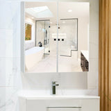 2-Tier Wall-Mounted Storage Cabinet with Double Mirror Doors