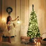 Artificial Pencil Christmas Tree with LED Lights in 3 Sizes-7.5FT