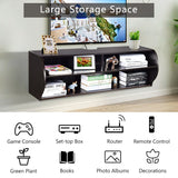 48.5 Inch 2 Tier Modern Wall Mounted Hanging Floating Shelf-Brown