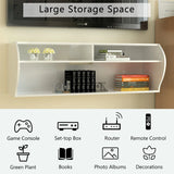48.5 Inch 2 Tier Modern Wall Mounted Hanging Floating Shelf-White