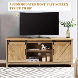 TV Stand Media Center Console Cabinet with Sliding Barn Door- Oak