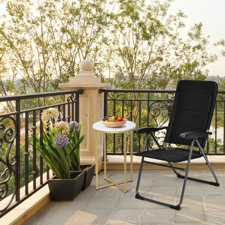 2 Pieces Outdoor Folding Patio Chairs with Adjustable Backrests for Bistro and Backyard-Black