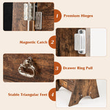 3-Color LED Lighted Jewelry Cabinet with Full-Length Mirror and Adjustable Tilt Angles-Rustic Brown