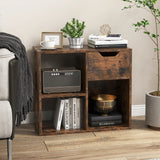 3-Cube Wooden Storage Shelf with Drawer-Rustic Brown