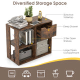3-Cube Wooden Storage Shelf with Drawer-Rustic Brown