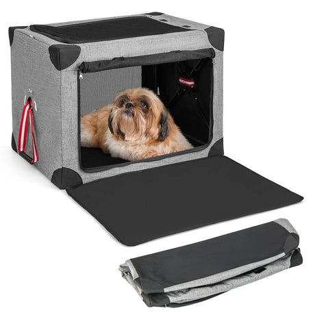 M/L/XL 3-Door Dog Crate with Removable Pad and Metal Frame-L