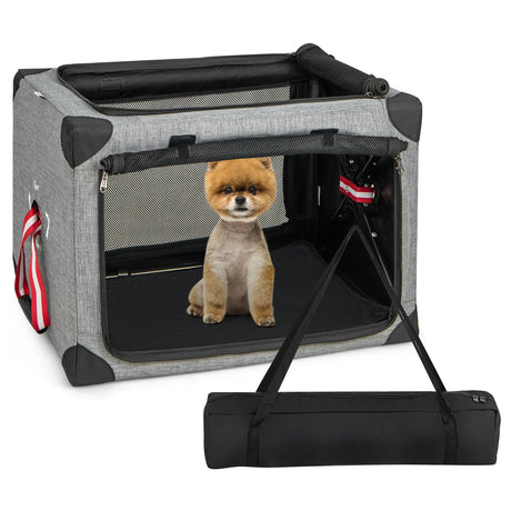 M/L/XL 3-Door Dog Crate with Removable Pad and Metal Frame-M