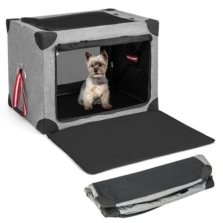 M/L/XL 3-Door Dog Crate with Removable Pad and Metal Frame-M