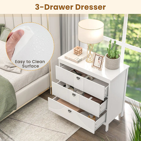 3-Modern Style Chest of Drawers Dresser Home Storage Cabinet-White