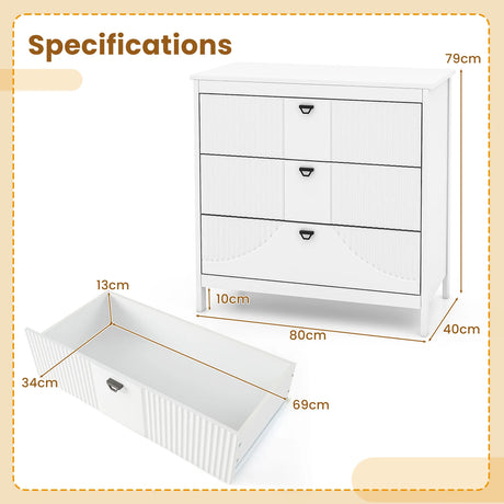 3-Modern Style Chest of Drawers Dresser Home Storage Cabinet-White