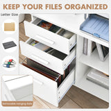 3-Drawer Mobile Lateral File Cabinet Printer Stand-White