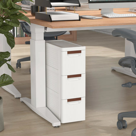 3/4/5/6-Drawer Rolling Organizer Unit Narrow Storage Cabinet with Built-In Wheels for Small Space-3-Drawer