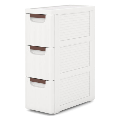 3/4/5/6-Drawer Rolling Organizer Unit Narrow Storage Cabinet with Built-In Wheels for Small Space-3-Drawer