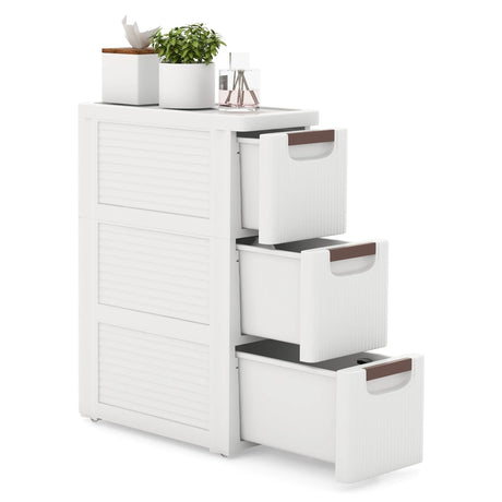 3/4/5/6-Drawer Rolling Organizer Unit Narrow Storage Cabinet with Built-In Wheels for Small Space-3-Drawer