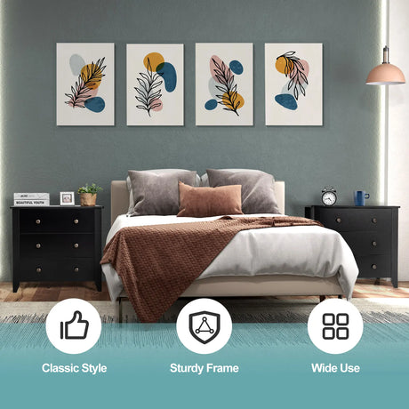3 Chest of Drawers Nightstand for Bedroom